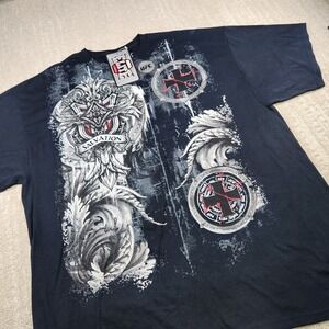 MMA Elite Shirt Mens 2XL Cross Gothic Fighting Y2K UFC Grunge Black Martial Arts